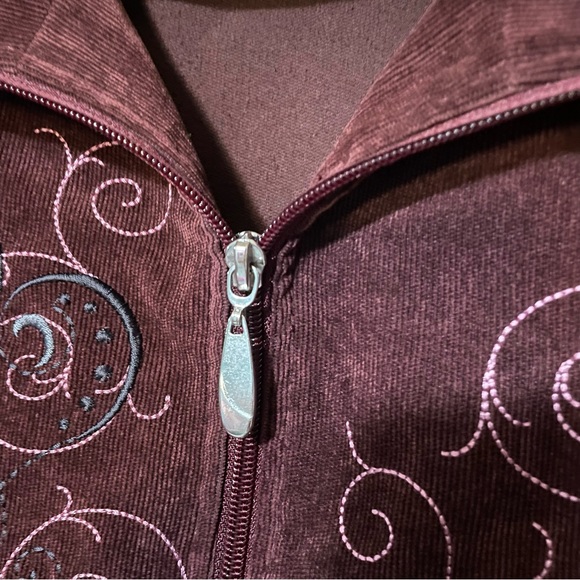 Allison Daley Petite‎ Corduroy Embroidered Zip up Jacket - Picture 5 of 8